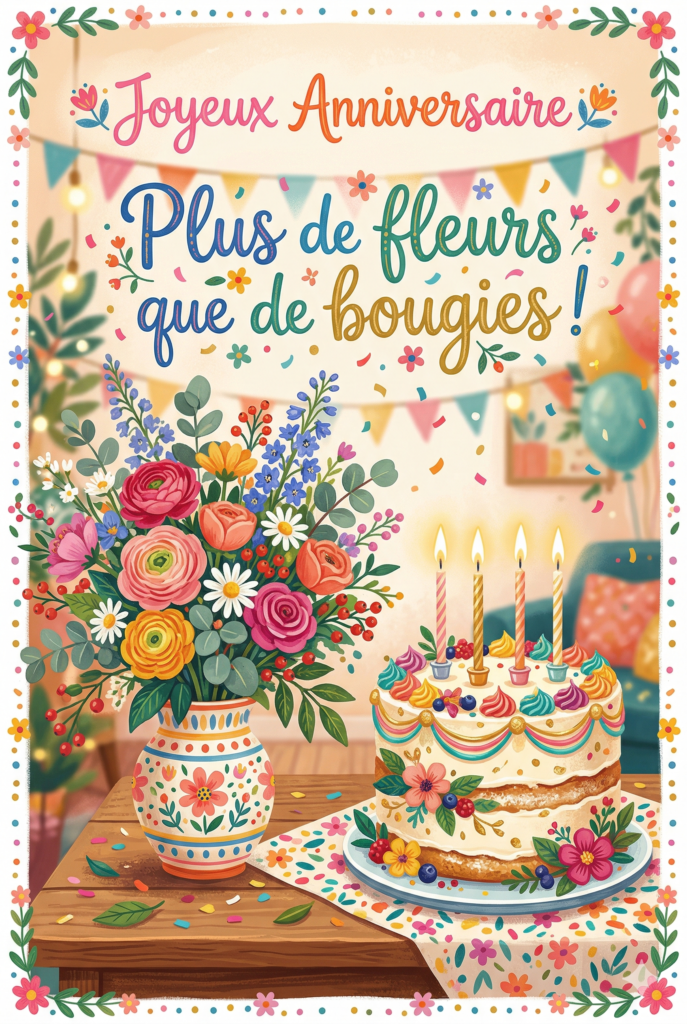  message anniversaire avec fleurs